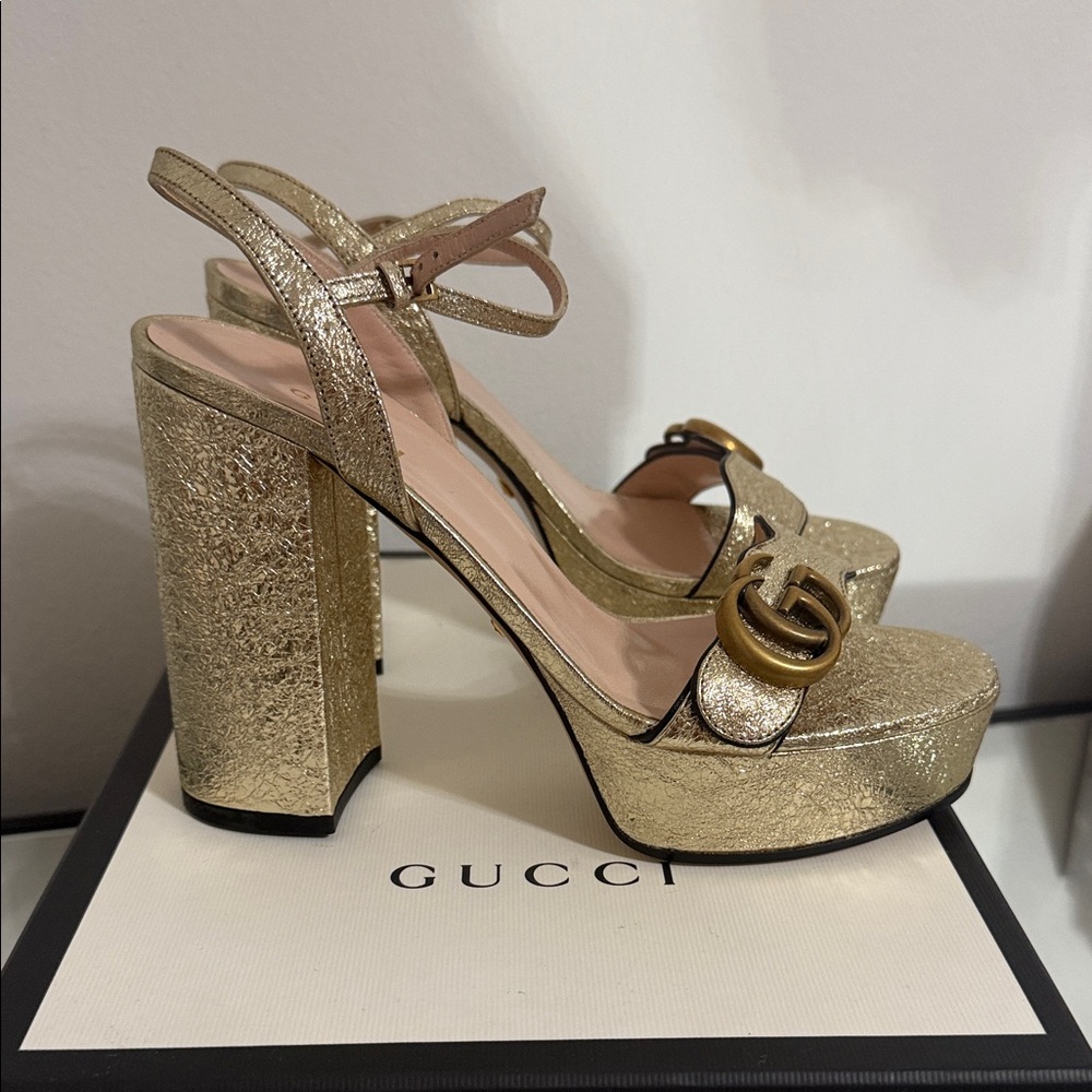 Gucci Metallic Gold Women's Heels - Picture 9 of 11